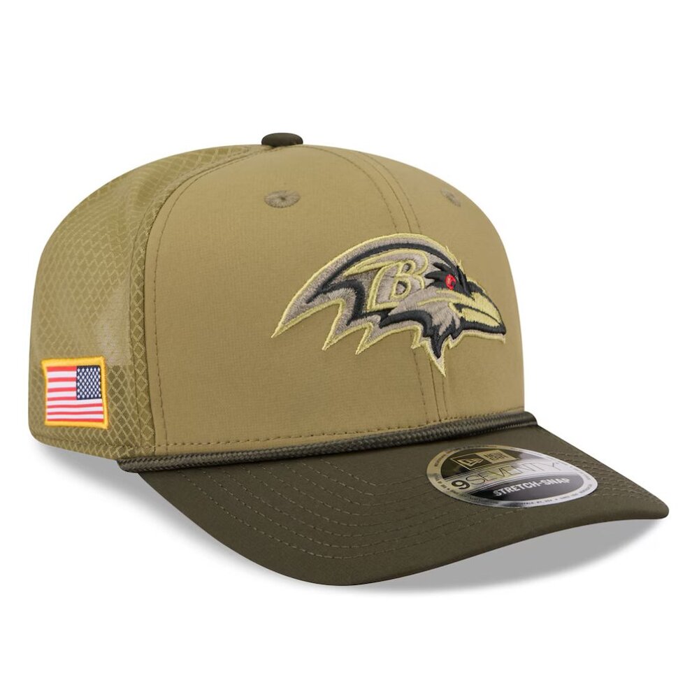 Baltimore Ravens New Era Green Salute to Service 9SEVENTY Adjustable Hat